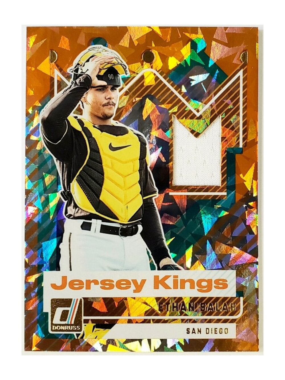 ETHAN SALAS ROOKIE "JERSEY KINGS" ORANGE ICE RELIC 2025 DONRUSS #JK-ES, PADRES